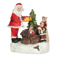 Papá Noel con árbol navideño con música y luz de 17 x 13 cm