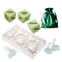 Pack molde para cubitos de penes y dados fosforescentes - 5 piezas