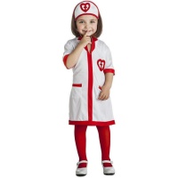 Disfraz de enfermera blanco y rojo para niña