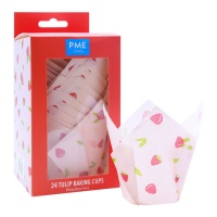 Cápsulas tulipán de papel para muffins de frambuesas - PME - 24 unidades