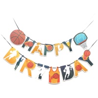 Banderín Feliz Cumpleaños de baloncesto - Monkey Business - 1 unidad