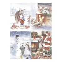 Papel de arroz de escenas navideñas de 29,7 x 42,5 cm - Artis decor - 1 unidad