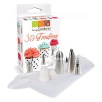 Kit de mangas desechables con boquillas de acero y adaptador - Scrapcooking - 7 unidades