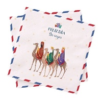 Servilletas de Reyes Magos azul de 16,5 x 16,5 cm - 20 unidades