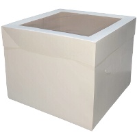 Caja de 30 x 30 x 25 cm para tarta blanca con ventana superior