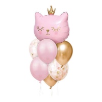 Bouquet de gato rosa - 7 unidades
