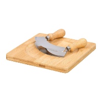 Tabla de 20 x 20 cm de bambú con cortador de doble hoja para verduras