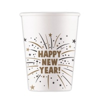 Vasos de Happy New Year Black and Gold de 200 ml - 8 unidades