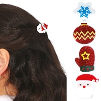 Pinzas para el pelo de Navidad surtidas de 2,5 cm - 5 unidades