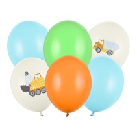 Globos surtidos de construcción color pastel de 30 cm - PartyDeco - 6 unidades