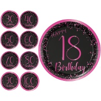 Platos Elegant Pink de números de 23 cm - 8 unidades