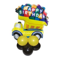 Bouquet de globos de camión Happy Birthday - 9 unidades