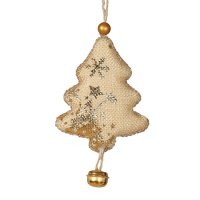 Colgante para el árbol con forma de árbol de Navidad con cascabel de 9 cm