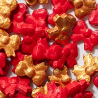 Sprinkles de lazos rojos y dorados de 25 gr - PME