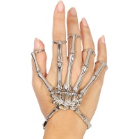 Pulsera con anillo de esqueleto metalico plateado