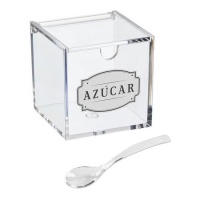 Azucarero transparente con cuchara