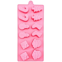 Molde de figuras de Navidad de silicona de 21 x 10 cm - Happy Sprinkles - 12 cavidades