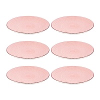 Plato de 27 cm de gres mandala rosa - Vessia - 6 unidades