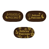 Letrero de chocolate negro de Felices Pascuas de 5,4 x 2,9 cm - 75 unidades