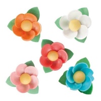 Obleas de flores de colores de 4,5 cm - Dekora - 100 unidades