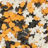 Sprinkles de Halloween mix negro, blanco y naranja de 55 gr