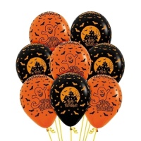 Globos de látex de la Noche de Halloween de 30 cm - 12 unidades