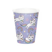 Vasos de gato unicornio de 250 ml - 8 unidades