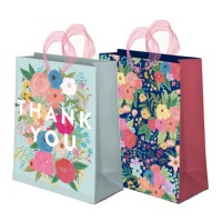 Bolsa regalo de 24 x 18 x 10 cm de Thank you y flores - 1 unidad