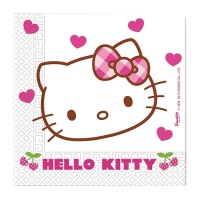 Servilletas de Hello Kitty de corazones de 16,5 x 16,5 cm -20 unidades