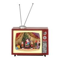 Televisor con Papá Noel con luz, música y movimiento de 24 x 14 x 20,5 cm