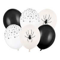 Globos de látex de Halloween de arañas de 30 cm - 50 unidades