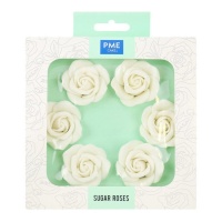 Figuras de azúcar de rosas blancas - 6 unidad
