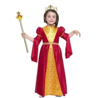 Disfraz de princesa medieval rojo y amarillo para niña