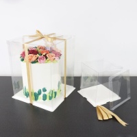 Caja para tarta transparente con lazo de 25 x 25 x 33 cm - PME