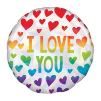 Globo redondo iridiscente de I Love You multicolor de 45 cm - Anagram