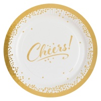 Platos de Cheers blancos decorados de 23 cm - 8 unidades