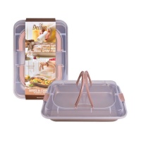 Molde rectangular transportable rosa dorado de 34,7 x 24,5 x 5,5 cm - Decora