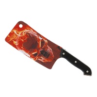 Hacha de calavera en llamas roja de 30 cm