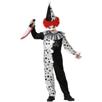 Disfraz de payaso monocromo de Halloween infantil