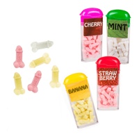 Caramelos de sabores surtidos con forma de pene en caja de 18 gr - 1 unidad