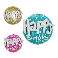 Globo de Happy Birthday con letras en 3D de 56 cm