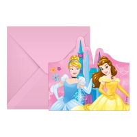 Invitaciones de las princesas Disney Cenicienta y Bella - 6 unidades