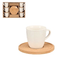 Taza de 90 ml de cuadrados con plato de bambú - 6 servicios