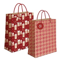Bolsa regalo de 32 x 26 x 10 cm kraft diseño nevado - 1 unidad