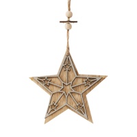 Colgante de estrella de madera de 12 cm