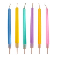 Velas en columna de colores pastel de 12 cm - Dekora - 6 unidades