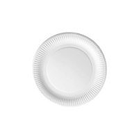 Platos de 17 cm redondos de cartón biodegradable blanco con cenefa - 12 unidades