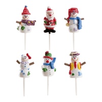 PIcks de muñecos de nieve y santa surtidos de 3,5 cm - 72 unidades