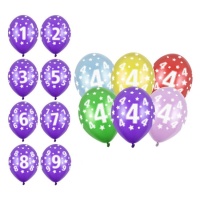 Globos de látex de cumpleaños con números de 30 cm - PartyDeco - 6 unidades