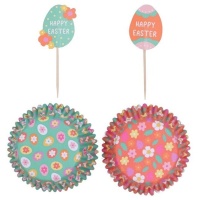 Cápsulas para cupcakes con picks de huevos de Pascua - PME - 24 unidades